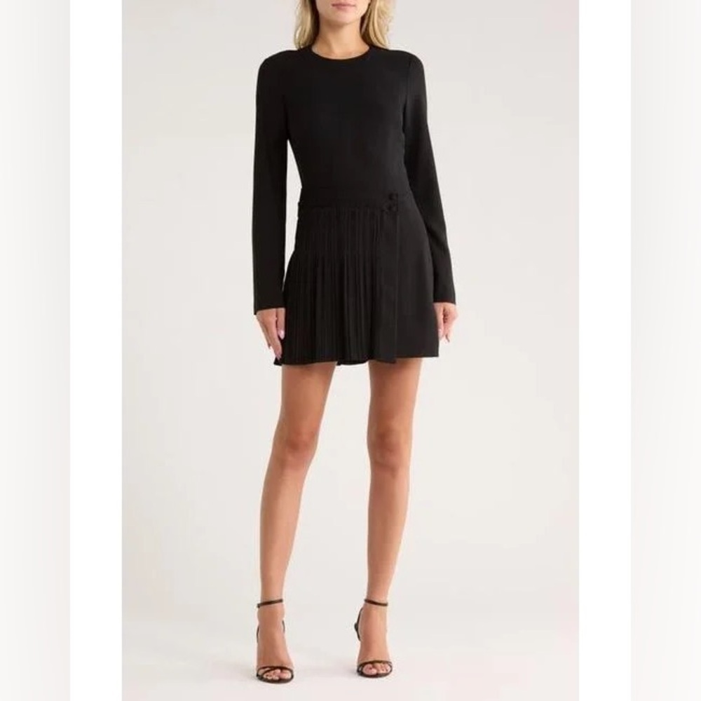 SIMKHAI Zabelle Long Sleeve Mini Dress Black - Picture 1 of 8